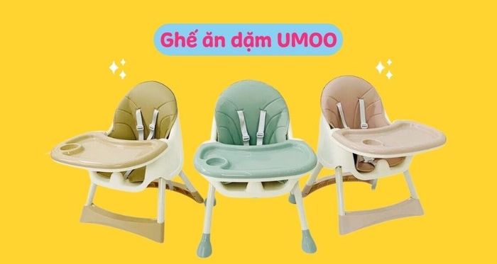 Ghế ăn dặm Umoo có thiết kế hình thang chắc chắn, có thể chịu trọng lượng lên đến 37.5 kg