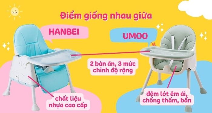 Điểm tương đồng giữa ghế ăn dặm Hanbei và Umoo