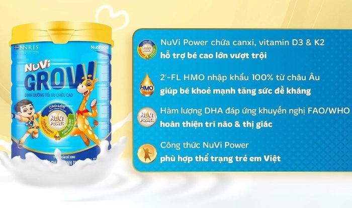 Sữa bột Nutifood NuVi Grow số 4 vị vani 900g (dành cho trẻ từ 2 tuổi)