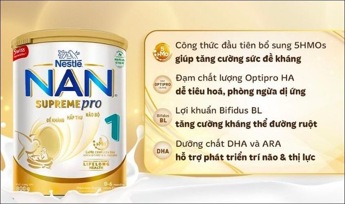 Sữa bột NAN Supremepro số 1 800g (dành cho trẻ từ 0 - 6 tháng) phù hợp cho trẻ bị dị ứng đạm sữa bò