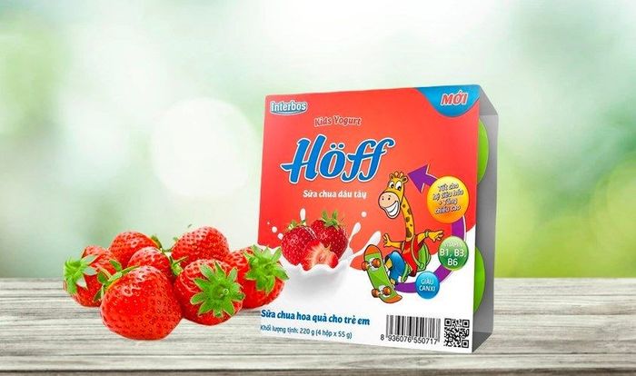 Gói 4 hộp sữa chua trái cây Hoff vị dâu 55g