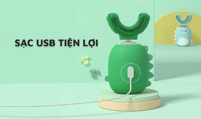 Bàn chải điện hình chữ U tích hợp sạc USB rất thuận tiện