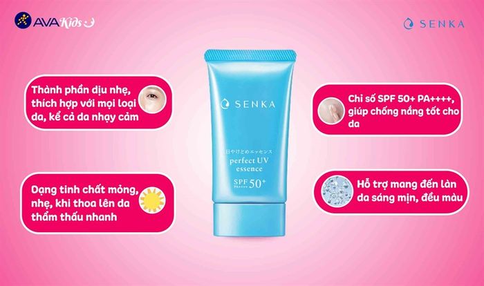 Kem chống nắng Senka Perfect UV Essence lý tưởng cho da tuổi dậy thì