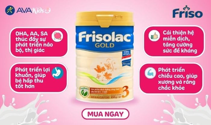 Sữa Bột Friso Gold Số 3 Hương Vani 850g (1 - 2 Tuổi)