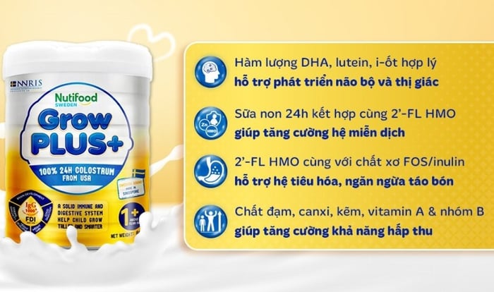 Sữa bột Nutifood GrowPLUS+ hương vani (sữa non) 800g (dành cho trẻ từ 1 tuổi trở lên)