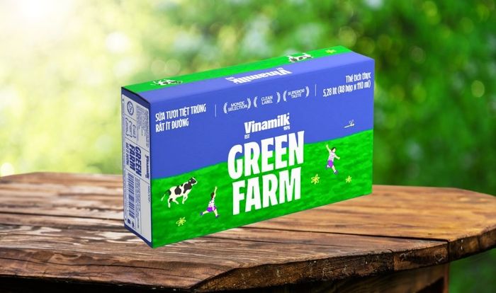 Thùng 48 hộp sữa tươi tiệt trùng Vinamilk Green Farm rất ít đường 110 ml (từ 1 tuổi)