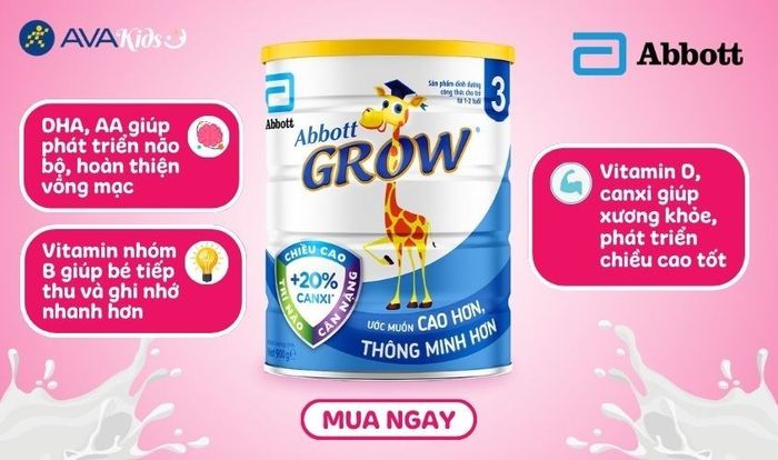 Sữa Bột Abbott Grow Số 3 Hương Vani 900g (1 - 2 Tuổi)