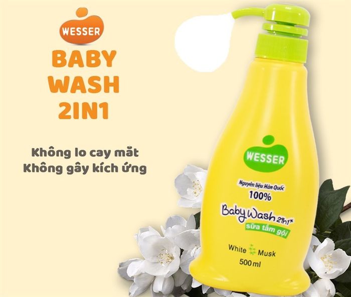 Sữa tắm & gội 2in1 cho bé Wesser hương cỏ xạ hương 500 ml (mọi độ tuổi)