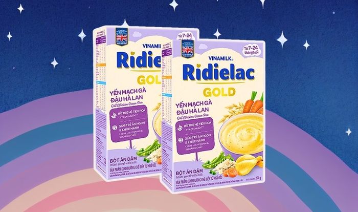 Bột ăn dặm Vinamilk RiDielac Gold yến mạch, gà và đậu Hà Lan hộp 200g (7 - 24 tháng)