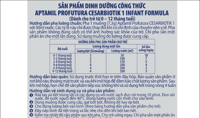 Sữa bột Aptamil Profutura Cesarbiotik số 1 800g (0 – 12 tháng)