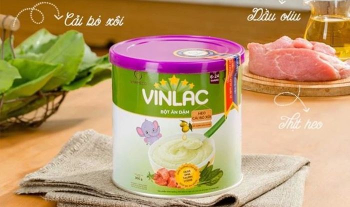 Bột ăn dặm Vinlac heo cải bó xôi vị mặn