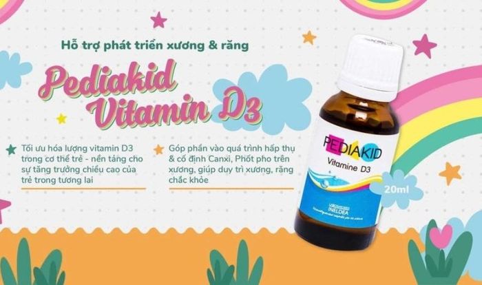 Siro Pediakid Vitamin D3 giúp phát triển xương và răng 20 ml (từ 0 tháng)