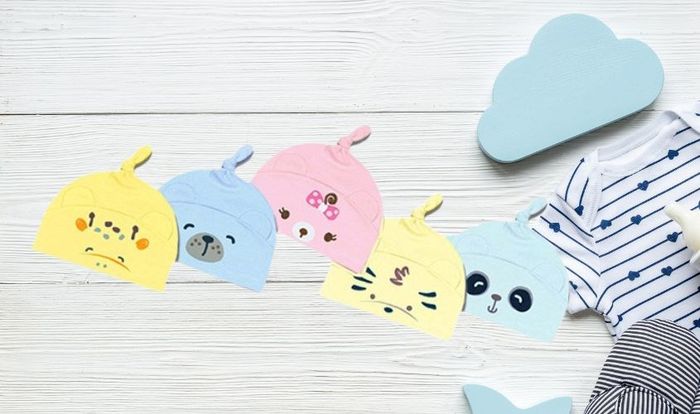 Nón sơ sinh in hình thú Interlok BabyMommy - màu ngẫu nhiên