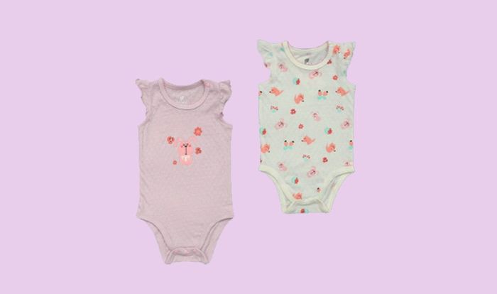 2.2. Bộ 2 bodysuit bé gái Lullaby NH615P-01, màu tím - trắng