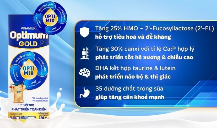 Thùng 48 hộp sữa pha sẵn Optimum Gold 180 ml (từ 1 tuổi)