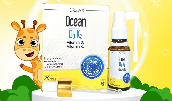 Lọ xịt Orzax Ocean D3K2 hỗ trợ hấp thu canxi 20 ml (từ 0 tháng)