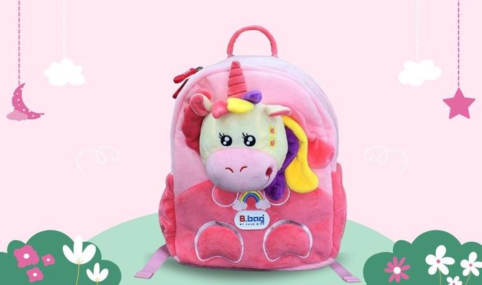 Balo mẫu giáo B.Bag Cushy-Unicorn B-12-102 màu hồng