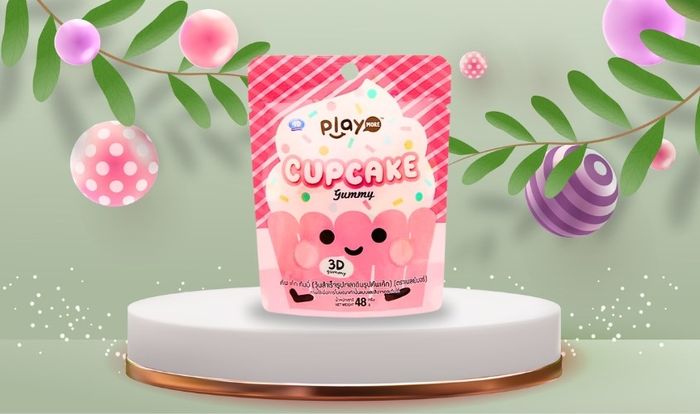 Kẹo dẻo PlayMore Cupcake vị trái cây gói 48g (phù hợp từ 3 tuổi trở lên)