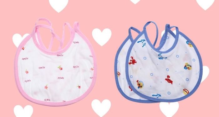 2 yếm ăn cho bé cotton IQ Baby - Màu ngẫu nhiên