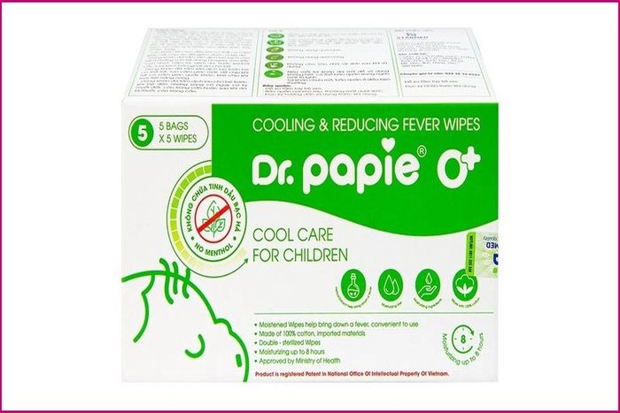 Khăn giảm sốt Dr.Papie 0+ cho trẻ từ 0 tháng tuổi