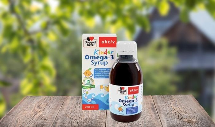 Siro Doppelherz Aktiv Kinder Omega 3 hỗ trợ sự phát triển não bộ và thị lực cho trẻ em, dung tích 250 ml (phù hợp từ 1 tuổi)