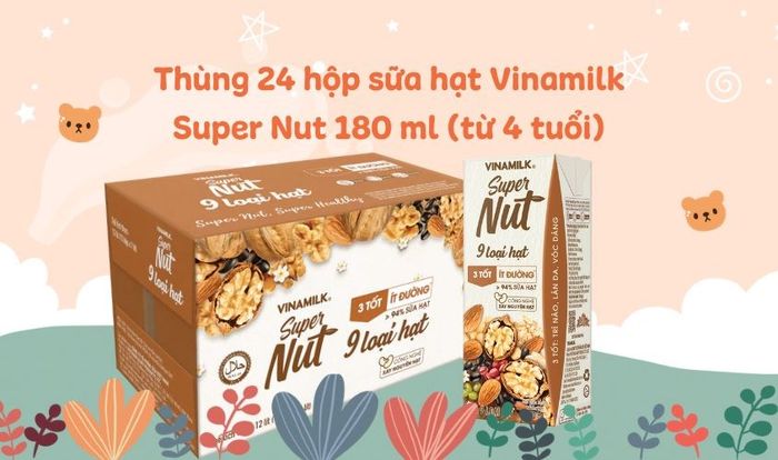 Thùng 24 hộp sữa hạt Vinamilk Super Nut 180 ml (từ 4 tuổi)