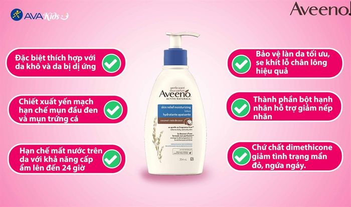 Sữa dưỡng thể Aveeno Skin Relief Free Lotion phù hợp với da khô, đặc biệt là da của mẹ bầu