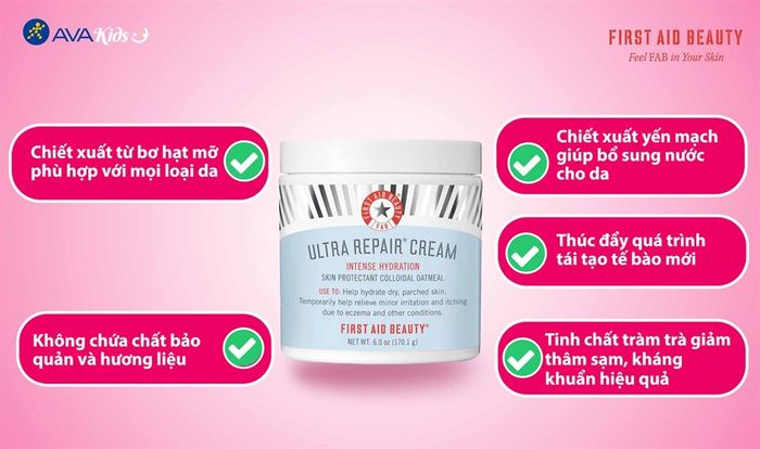 First Aid Ultra Repair Cream đem lại hiệu quả trong việc cấp ẩm và tái tạo da