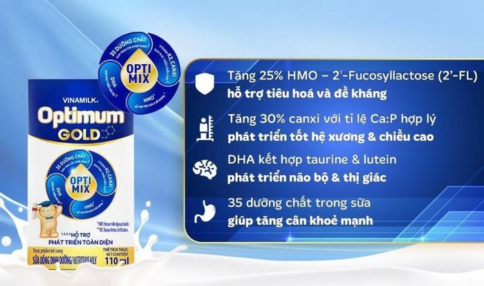 Lốc 4 hộp sữa pha sẵn Optimum Gold 110 ml (từ 1 tuổi)