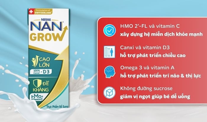 Lốc 4 hộp sữa pha sẵn Nestlé NAN Grow 180 ml (dành cho bé từ 1 tuổi)