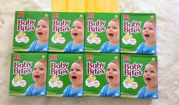 Bánh gạo ăn dặm A1 Baby Bites vị rau củ trong hộp 50g (từ 6 tháng)