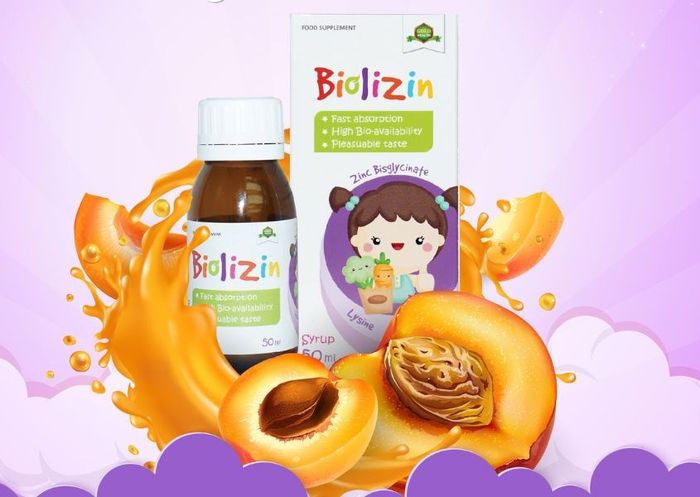 Siro kẽm Biolizin mang hương vị đào thơm ngon, dễ uống