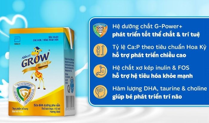 Lốc 4 hộp sữa pha sẵn Abbott Grow Gold hương vani 110 ml (dành cho bé từ 1 tuổi)