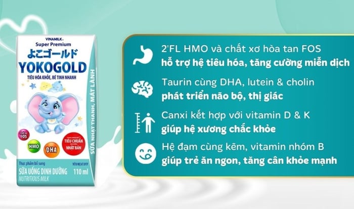 Lốc 4 hộp sữa pha sẵn Vinamilk YokoGold 110 ml (dành cho bé từ 1 tuổi)