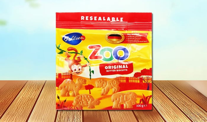 Bánh quy bơ Bahlsen Zoo với hương vị sữa và mật ong, đóng gói 100g