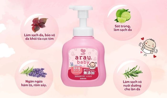 Sữa tắm Arau Baby sử dụng 100% thành phần tự nhiên nên rất tốt và an toàn cho bé