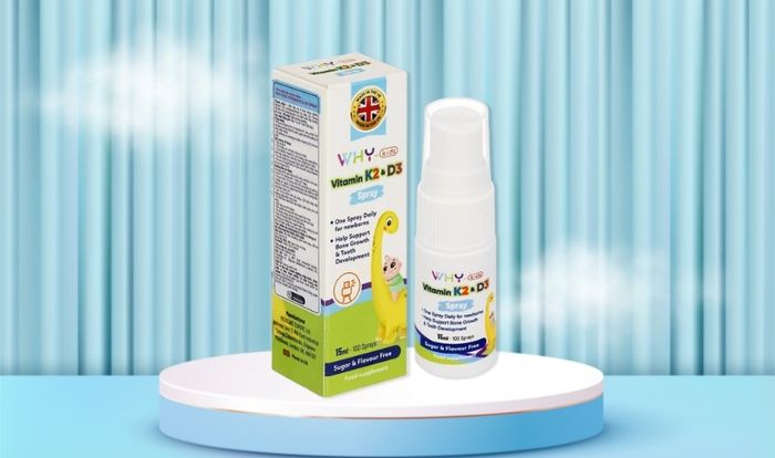 Lọ xịt Why-Kids Vitamin K2&D3 hỗ trợ hấp thu canxi 15 ml (từ 0 tháng)