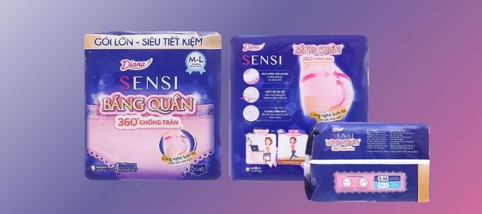 Băng quần ban đêm Diana Sensi 360 chống tràn, không có cánh, gói 5 miếng.