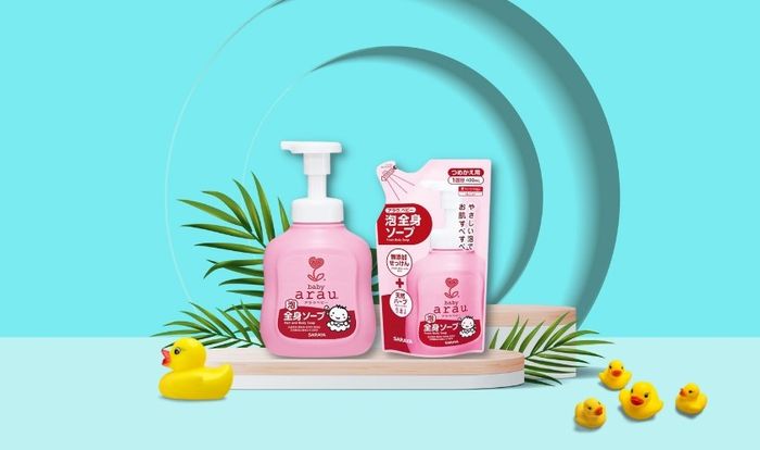 Sản phẩm sữa tắm Arau Baby được sản xuất bởi công ty Saraya Nhật Bản