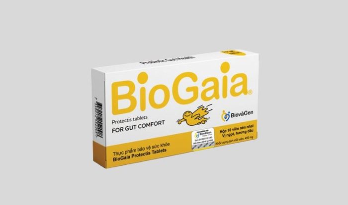 Men vi sinh BioGaia Protectis thường có logo BiovaGen in trên vỏ hộp