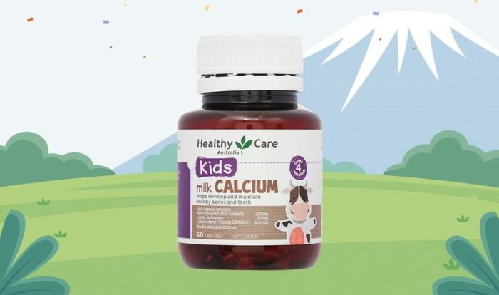 Viên uống Healthy Care Kids Milk Calcium hỗ trợ xương và răng chắc khỏe, gói 60 viên, phù hợp từ 4 tháng tuổi.