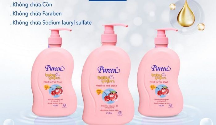 Sản phẩm sữa tắm & gội 2 trong 1 cho bé Pureen với tinh chất sữa chua, hương đào và cherry, dung tích 750 ml (phù hợp với mọi lứa tuổi)