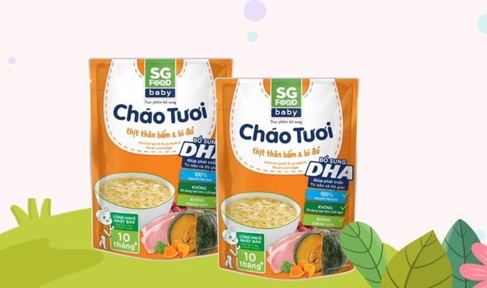 Cháo tươi SG Food Baby vị thịt thăn bằm, bí đỏ gói 240g (từ 10 tháng)