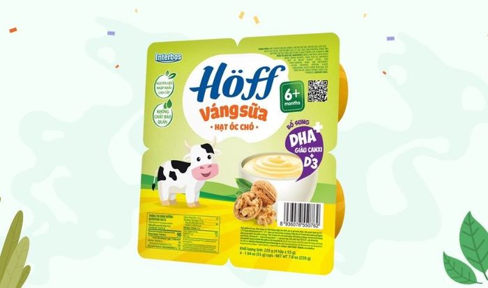 Lốc 4 hũ váng sữa Hoff vị óc chó 55g (từ 6 tháng)