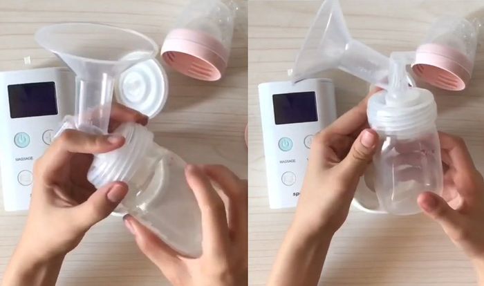 Kết nối bình sữa với phễu hút