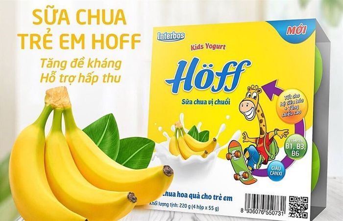 Lốc 4 hộp sữa chua trái cây Hoff vị chuối 55g