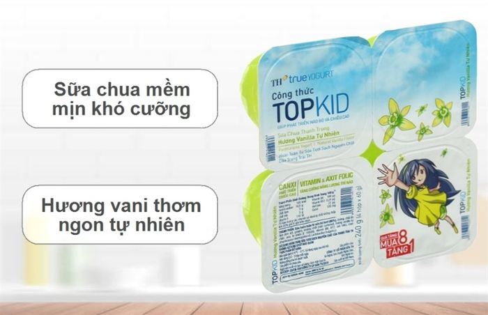 Lốc 4 hộp sữa chua thanh trùng TH true YOGURT Top Kid vị vani 60g