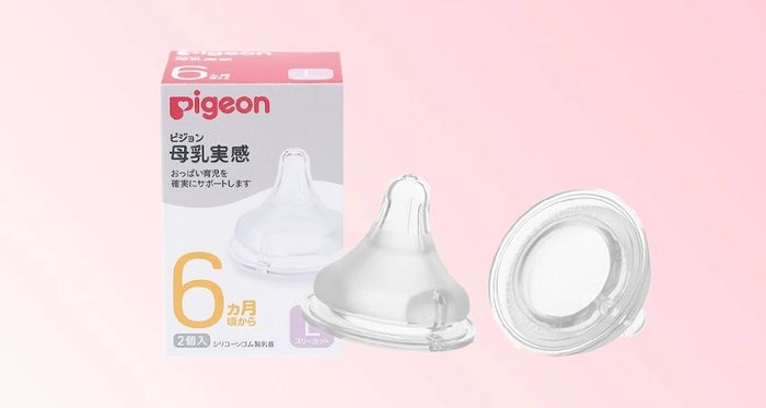 Bộ 2 núm ti Pigeon siêu mềm Plus WN3 có cổ rộng kích cỡ LL (9 - 15 tháng)