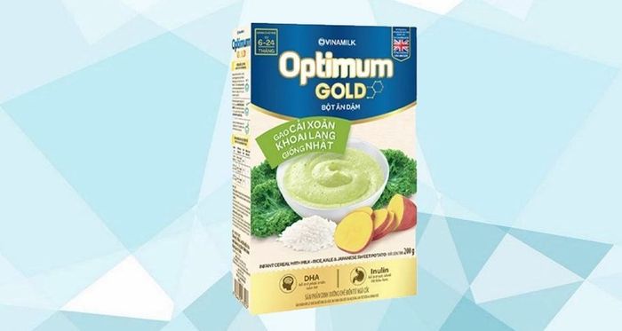 Bột ăn dặm Optimum Gold gạo, cải xoăn và khoai lang hộp 200g (6 - 24 tháng)