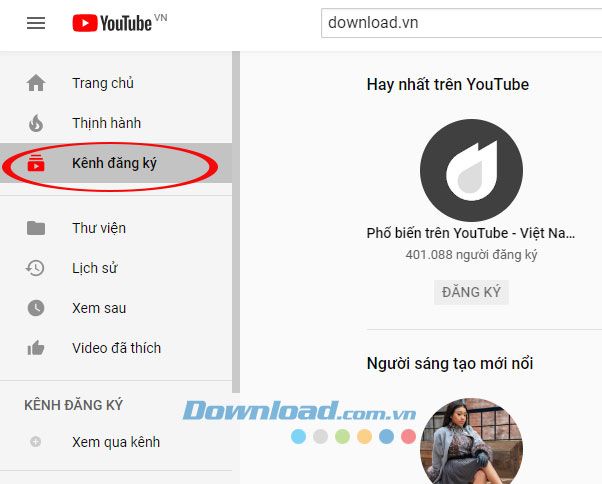 Quản lý các kênh Youtube và kênh được đề xuất